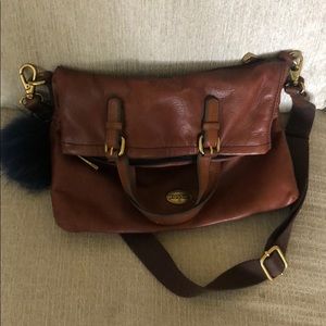 Fossil brown leather satchel